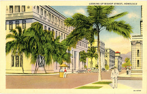 Honolulu Hawaii Bishop Street Vintage Postcard (unused)