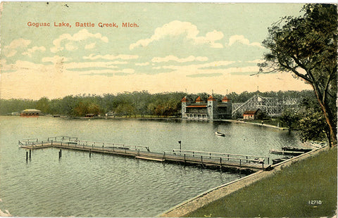 Battle Creek Michigan Goguac Lake Vintage Postcard 1913