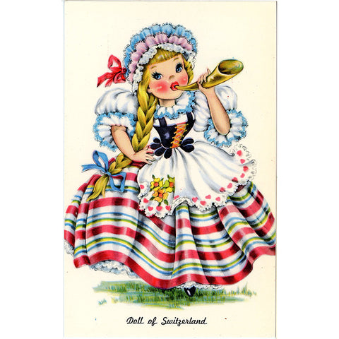 Doll of Switzerland Vintage Postcard - Dolls of Many Lands Series (unused)