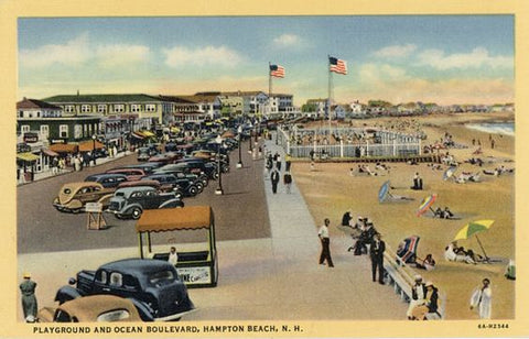 Hampton Beach New Hampshire Playground & Ocean Boulevard Boardwalk Vintage Postcard (unused) - Vintage Postcard Boutique