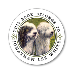 English Sheepdogs Vintage Personalized Bookplates Ex libris Book Labels - DOG LOVER GIFT - Vintage Postcard Boutique