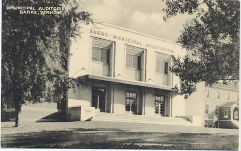 Barre Vermont Municipal Auditorium Vintage Postcard 1948 - Vintage Postcard Boutique