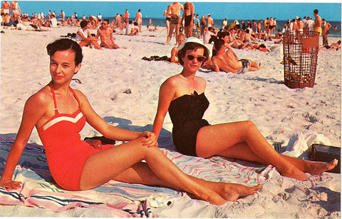 Jekyll Island Georgia Bathing Beauties Sun Bathing on Beach Vintage Postcard (unused) - Vintage Postcard Boutique