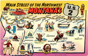 Montana State Map Main Street of Northwest U.S. 2 Vintage Postcard (unused) - Vintage Postcard Boutique