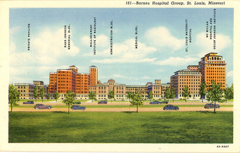 St. Louis Missouri Barnes Hospital Group Buildings Vintage Postcard (unused)