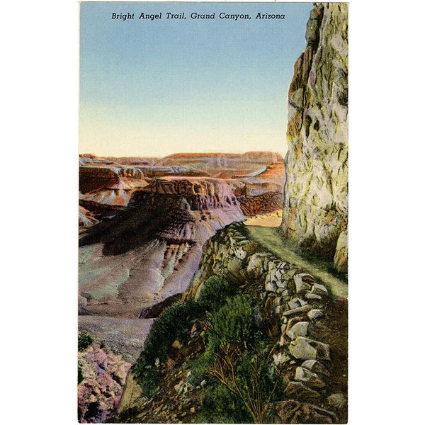 Grand Canyon National Park Bright Angel Trail Vintage Arizona Postcard (unused)