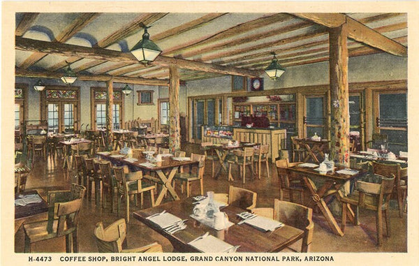 Grand Canyon National Park Coffee Shop in Bright Angel Lodge - Vintage Arizona Postcard (unused) - Vintage Postcard Boutique