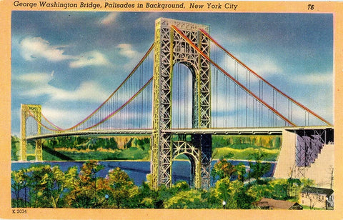 George Washington Bridge Hudson River New York City NYC Vintage Postcard (unused)