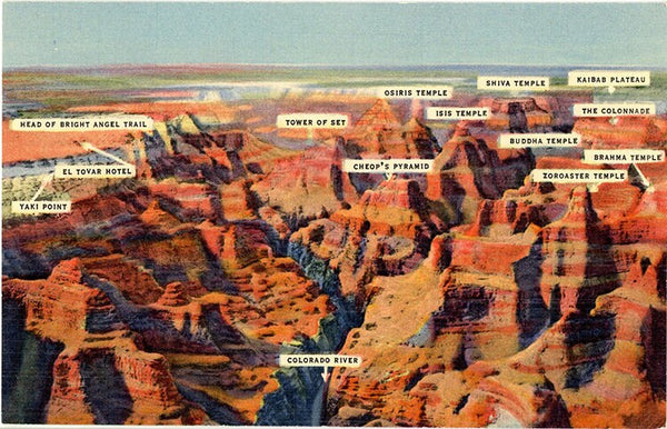 Grand Canyon National Park from Air Vintage Arizona Postcard (unused) - Vintage Postcard Boutique