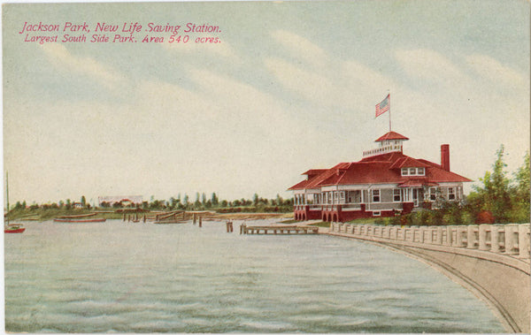 Jackson Park Life Saving Station Chicago Illinois Vintage Postcard (unused) c. 1910