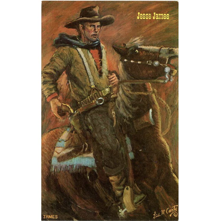 Jesse James on Horseback Quantrell Raider Western Vintage Postcard 1972