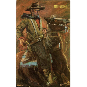Jesse James on Horseback Quantrell Raider Western Vintage Postcard 1972