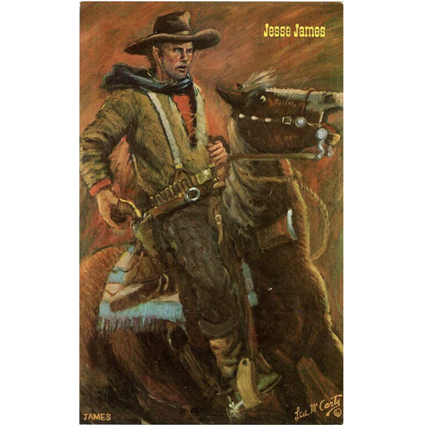 Jesse James on Horseback Quantrell Raider Western Vintage Postcard 1972