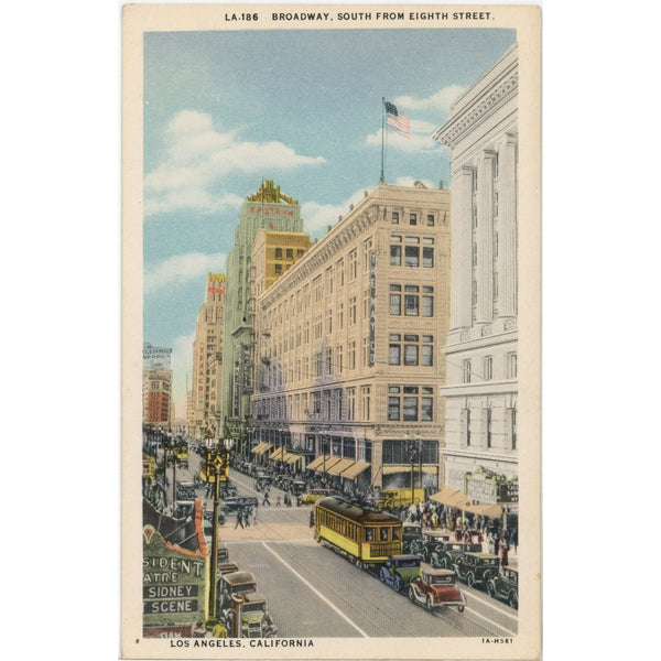 Los Angeles California Broadway South from Eighth St Vintage Postcard (unposted)