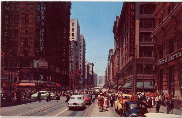 Los Angeles California Street Scene Seventh & Broadway Vintage Postcard (unposted)