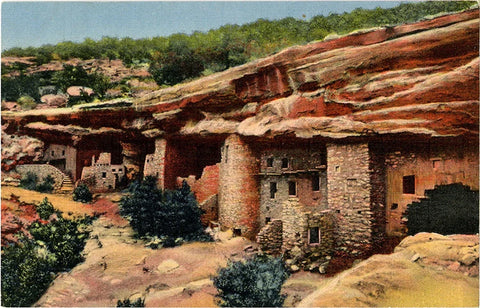 Manitou Cliff Dwellings Phantom Cliff Canon Anasazi Indians Colorado Vintage Postcard (unused)