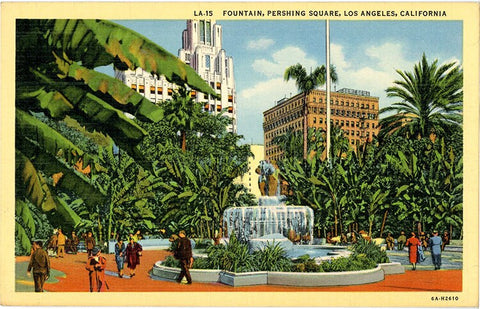 Pershing Square Los Angeles California Vintage Postcard (unused)