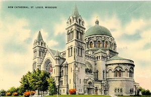 St. Louis Catholic Cathedral Lindell Blvd & Newstead Ave St. Louis Missouri Vintage Postcard (unused)