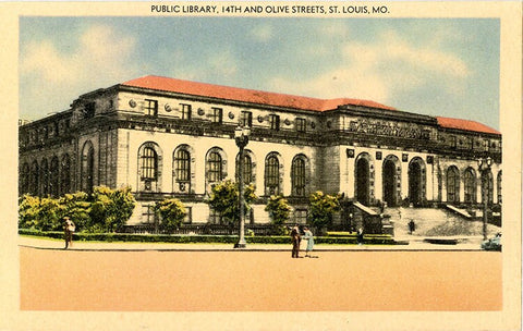 St. Louis  Public Library on Olive Street Missouri Vintage Postcard (unused)