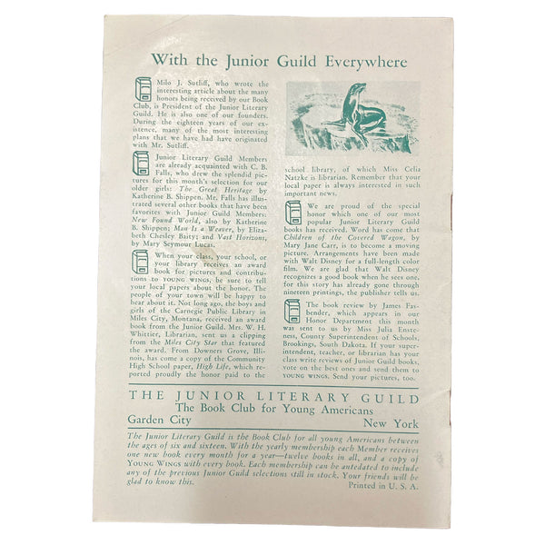 Vintage Young Wings Junior Literary Guild Booklet 1947