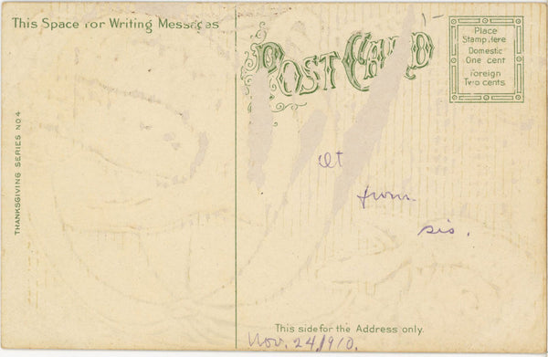 After the Football Game Turkeys Thanksgiving Series No 4 Vintage Embossed Postcard c. 1910s