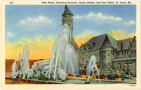 Union Station Aloe Plaza St. Louis Missouri Vintage Postcard 1930s (unused)