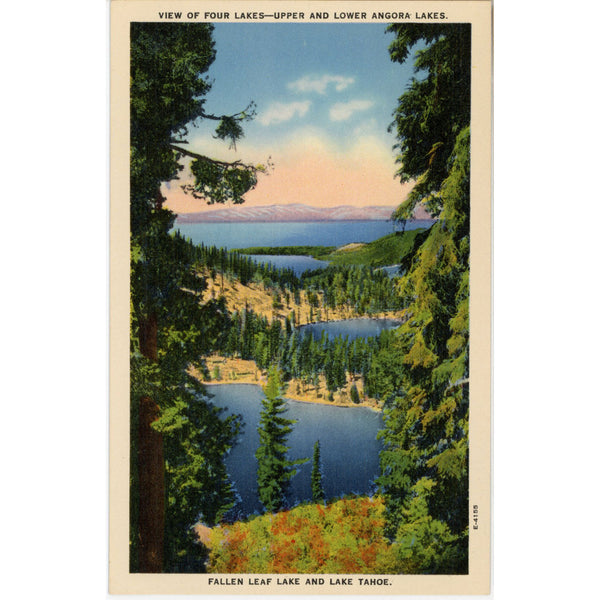 Lake Tahoe California Angora & Fallen Leaf Lakes Vintage Postcard (unposted)