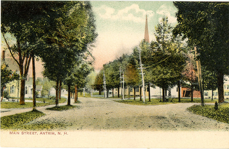 Antrim New Hampshire Main Street Vintage Postcard circa 1910 (unused)