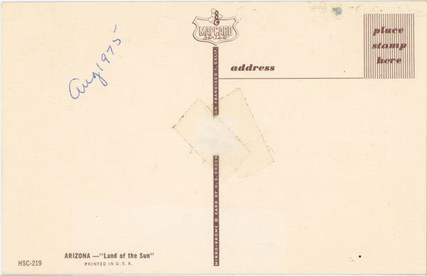 Arizona Land of Sun State Map Vintage Postcard (unused)
