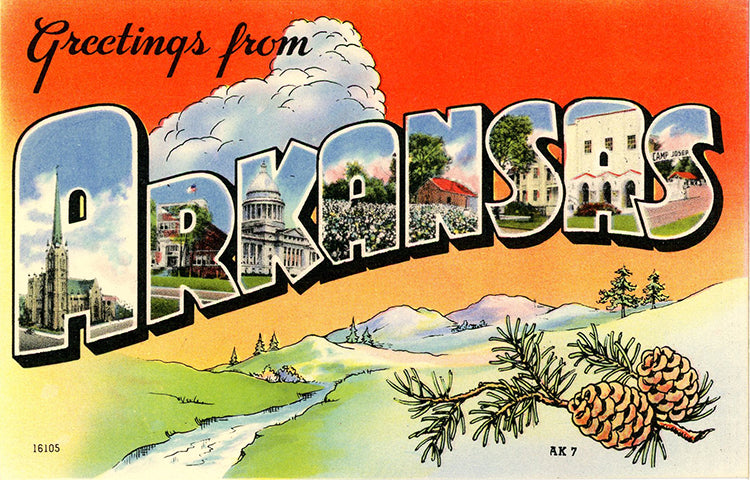 Arkansas Large Letter Vintage Postcard (unused)