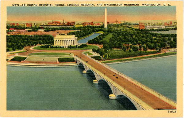 Arlington Memorial Bridge Lincoln Memorial Washington D.C. Vintage Postcard (unused) - Vintage Postcard Boutique