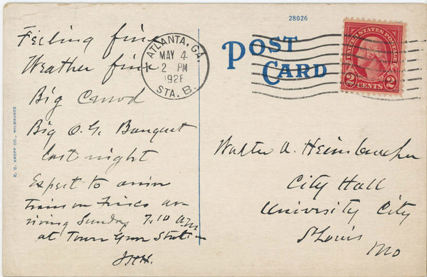 Atlanta Georgia Biltmore Hotel with Rates Vintage Postcard 1926