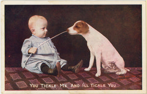 Baby & Dog You Tickle Me Vintage Postcard 1906 - Vintage Postcard Boutique