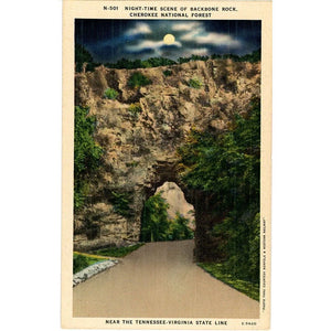 Backbone Rock at Night Cherokee National Forest Virginia Vintage Postcard (unused) - Vintage Postcard Boutique