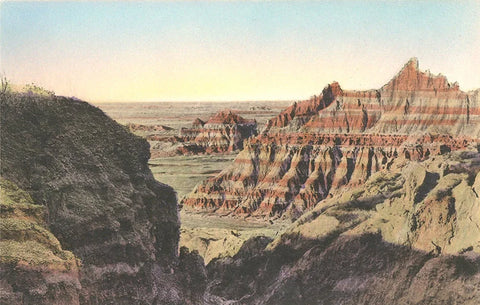 Badlands National Monument South Dakota Vintage Hand Colored Postcard 1910s (unused)