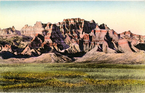 Badlands Ancient Architecture South Dakota Vintage Hand Colored Postcard 1910s (unused)