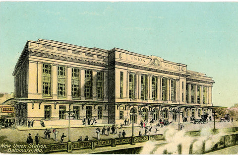 Baltimore Maryland Union Station Vintage Postcard 1910s (unused)