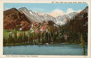 Bear Lake & Longs Peak Estes Park Rocky Mountain National Park Vintage Colorado Postcard (unused) - Vintage Postcard Boutique