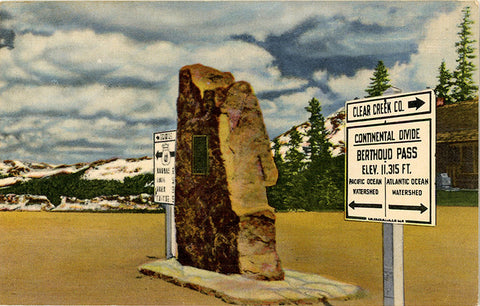 Berthod Pass Summit Markers U.S. Highway 40 Vintage Colorado Postcard (unused)