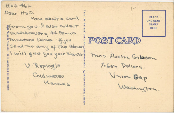 Cowboy Bill Sievers Leaving Terreplane Vintage Western Postcard c. 1940s