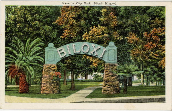 Biloxi City Park Mississippi Vintage Postcard c. 1920s (unposted)