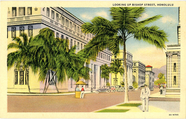 Honolulu Hawaii Bishop Street Vintage Postcard (unused)