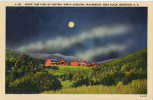 Black Mountain North Carolina Sanatorium at Night Vintage Postcard (unposted) - Vintage Postcard Boutique