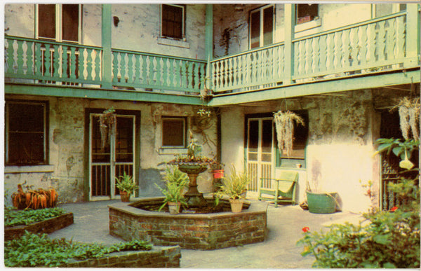 New Orleans Louisiana Bosque House Patio Vintage Postcard 1950s (unposted)