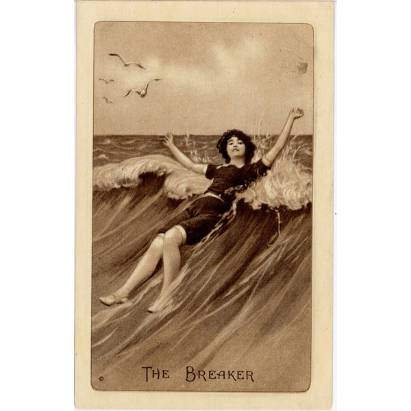 The Breaker - Bathing Beauty Photo Life Series No. 209 Vintage Postcard c. 1910s