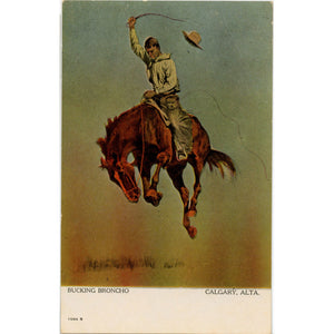 Calgary Alta Cowboy on Bucking Bronco Vintage Western Postcard c 1910 - Vintage Postcard Boutique