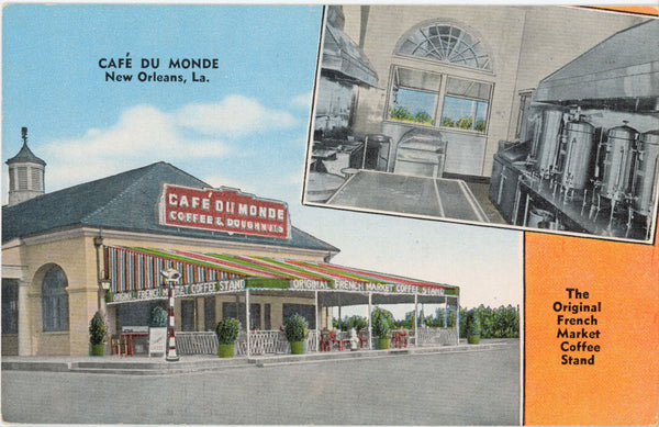 New Orleans Louisiana Cafe Du Monde Coffee Stand Vintage Postcard (unposted)