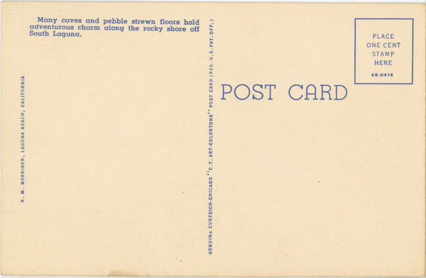 Laguna Beach California Camel Point Vintage Postcard 1940s (unposted)