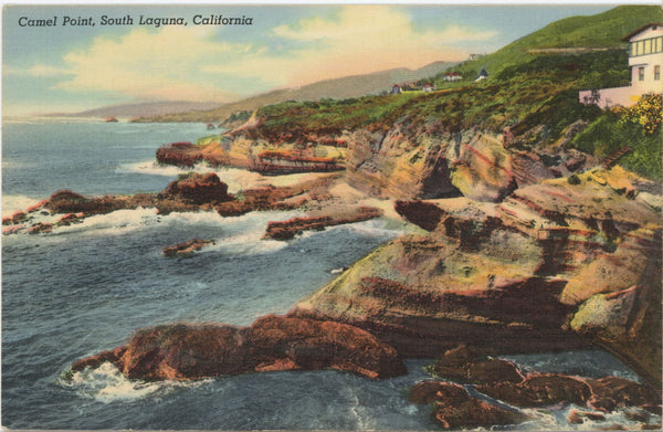 Laguna Beach California Camel Point Vintage Postcard 1940s (unposted)