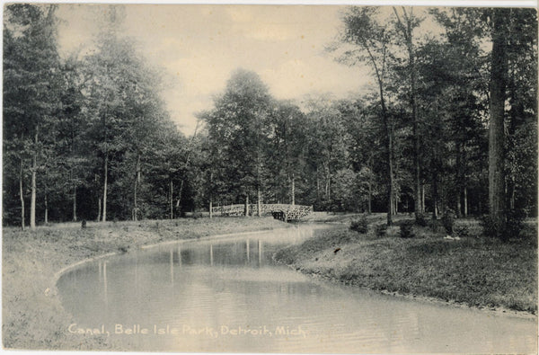 Belle Isle Park Canal Detroit Michigan Vintage RPPC Postcard 1908
